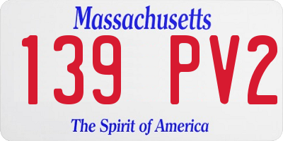 MA license plate 139PV2