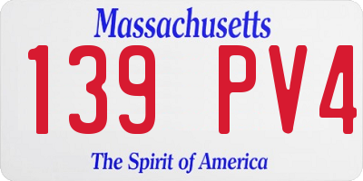 MA license plate 139PV4
