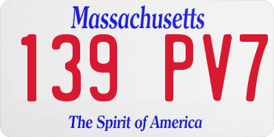 MA license plate 139PV7
