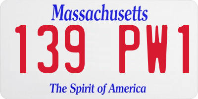 MA license plate 139PW1