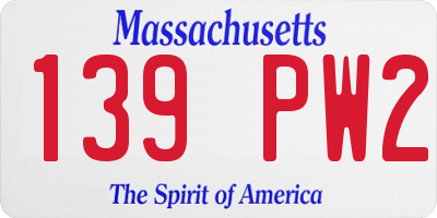MA license plate 139PW2