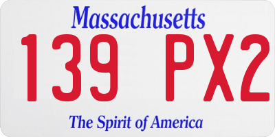MA license plate 139PX2