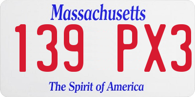MA license plate 139PX3