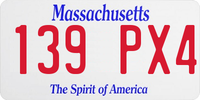 MA license plate 139PX4