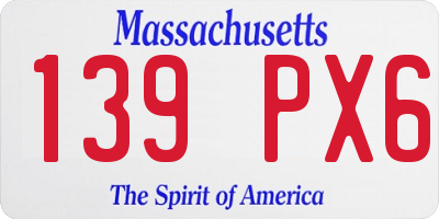 MA license plate 139PX6