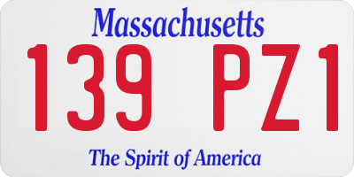MA license plate 139PZ1