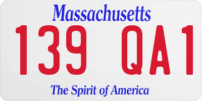 MA license plate 139QA1