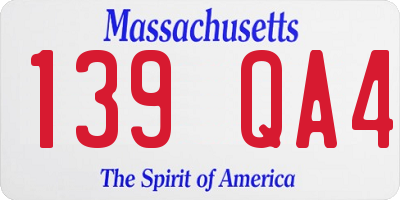MA license plate 139QA4