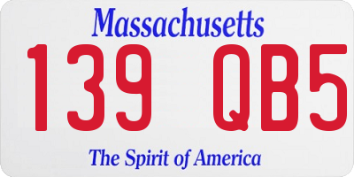 MA license plate 139QB5