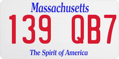 MA license plate 139QB7