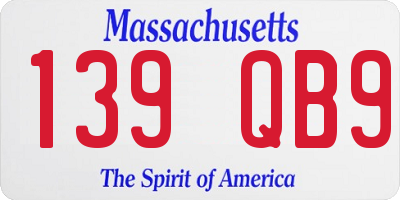 MA license plate 139QB9