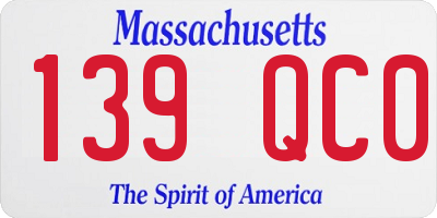 MA license plate 139QC0