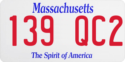 MA license plate 139QC2
