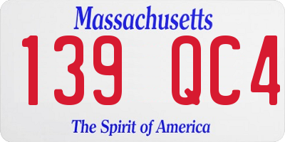 MA license plate 139QC4