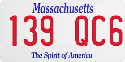 MA license plate 139QC6