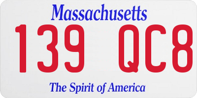 MA license plate 139QC8