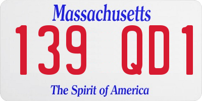 MA license plate 139QD1