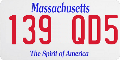 MA license plate 139QD5