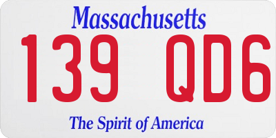 MA license plate 139QD6