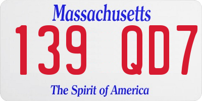 MA license plate 139QD7