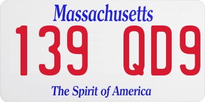 MA license plate 139QD9