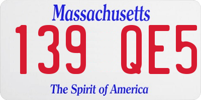 MA license plate 139QE5