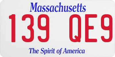MA license plate 139QE9