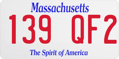 MA license plate 139QF2