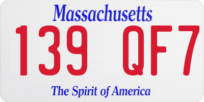 MA license plate 139QF7