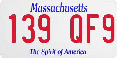 MA license plate 139QF9