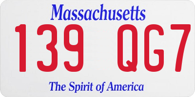 MA license plate 139QG7