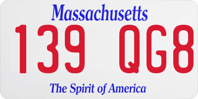 MA license plate 139QG8
