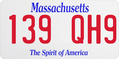 MA license plate 139QH9