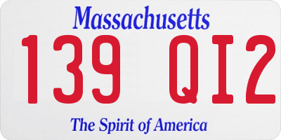 MA license plate 139QI2
