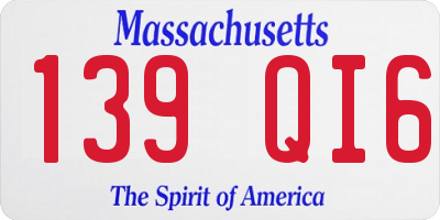 MA license plate 139QI6