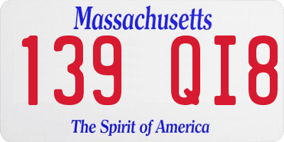 MA license plate 139QI8