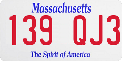 MA license plate 139QJ3