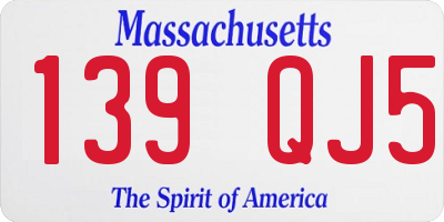 MA license plate 139QJ5