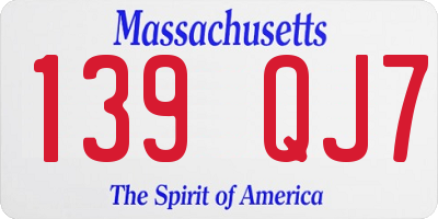 MA license plate 139QJ7