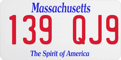 MA license plate 139QJ9
