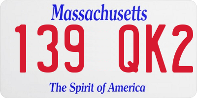 MA license plate 139QK2