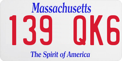MA license plate 139QK6