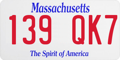 MA license plate 139QK7