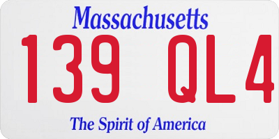 MA license plate 139QL4