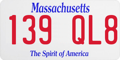 MA license plate 139QL8