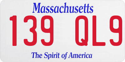 MA license plate 139QL9