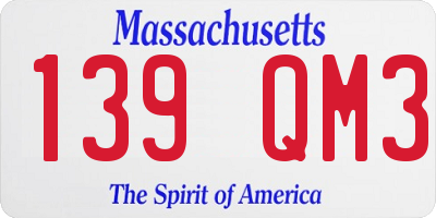 MA license plate 139QM3