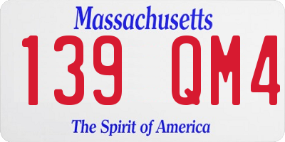 MA license plate 139QM4