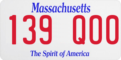 MA license plate 139QO0