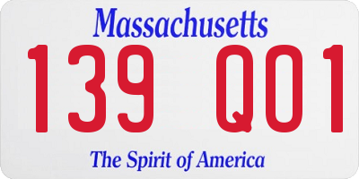MA license plate 139QO1